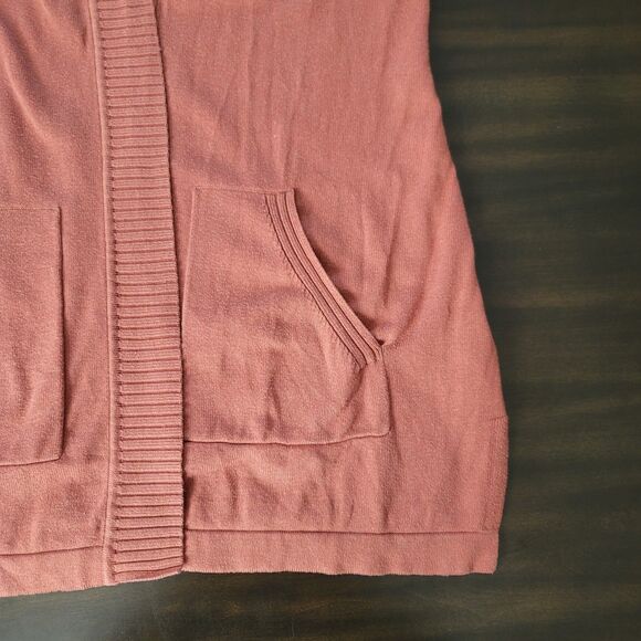 ISAAC MIZRAHI LIVE Open Front Cardigan Pink/Brown/Orange Boho SZ Small Pockets - Picture 2 of 16